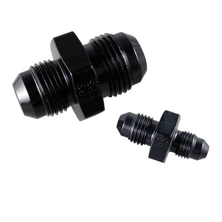 491912-BL Aluminum Male Reducer Adapter [-6 AN Male x -8 AN Male, Black]