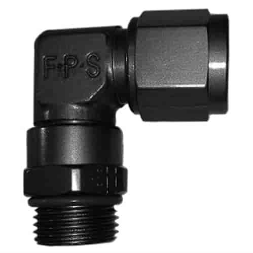 Black 90-Degree Female Swivel to AN Straight Thread Fitting -10 x 7/8 in.-14 (10)