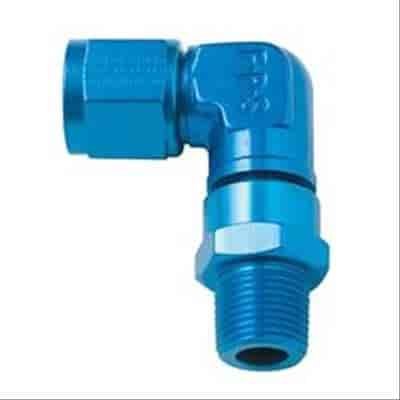 499411-BL Adapter Fitting [-10 AN Female to 3/8 in. NPT Male, 90 Degree, Black]