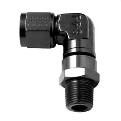 499462-BL AN Fitting [-6 AN Female to 1/8 in. NPT Male, 90 Degree, Black]