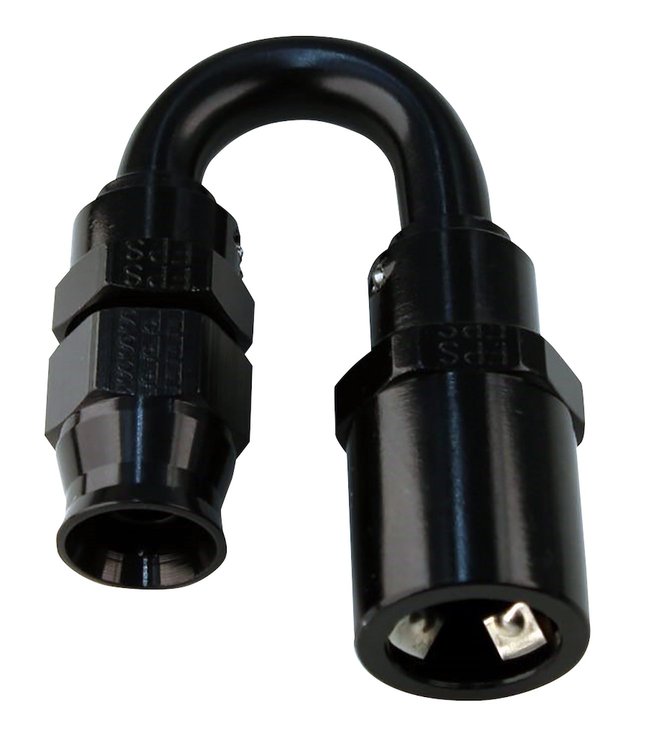 681806B-6QD Hose End [Real Street EFI, -6 AN Hose to 3/8 in. Quick-disconnect, 180 Degree, Black]