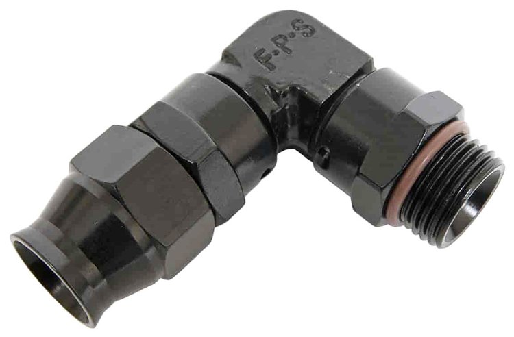689708-BL Real-Street Hose End 90-Degree-8 AN [Black]