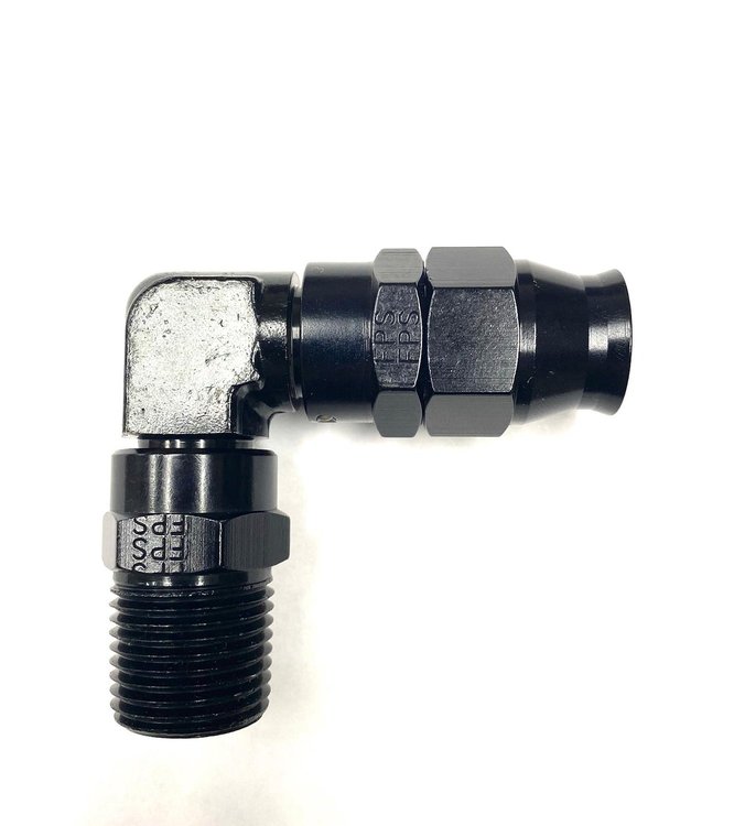 689962-BL Fuel Hose [Real Street Reusable PTFE, -6 AN Hose to 1/8 in. NPT Male Threads, 90 Degree, Black]