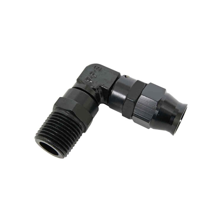 689988-BL Fuel Hose [Real Street Reusable PTFE, -8 AN Hose to 1/2 in. NPT Male Threads, 90 Degree, Black]