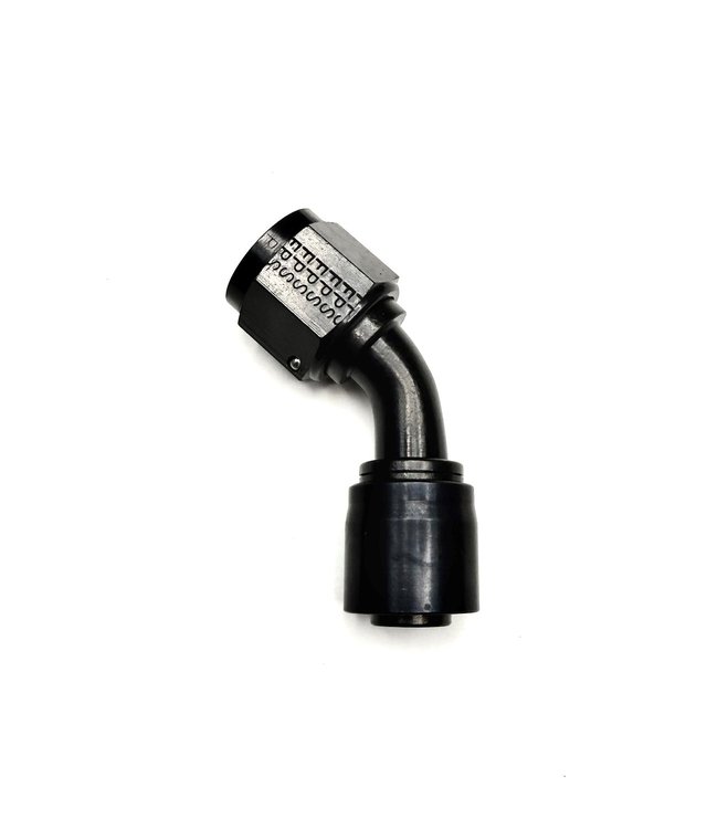 8104510 Hose End [Sport-Crimp Pro, -10 AN Hose to -10 AN Female Threads, 45 Degree, Black]
