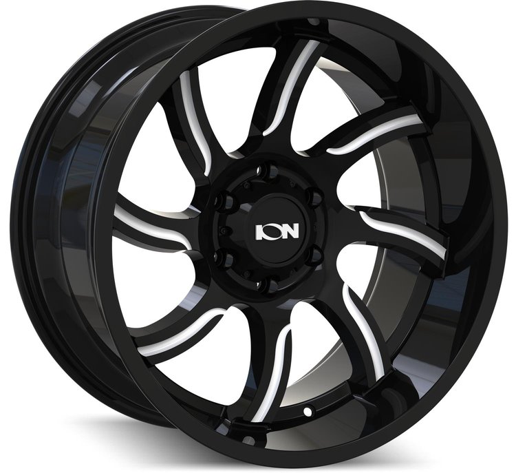 151-7973M0 ION 151-Series Wheel, Size: 17" x 9", Bolt Pattern: 5 x 5 (127 mm) [Finish: Gloss Black/Milled]