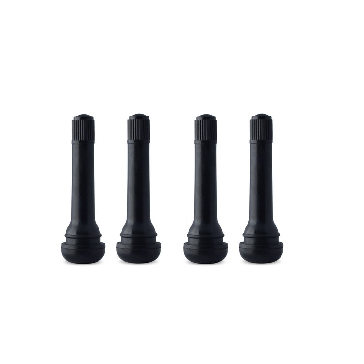 Tire Valve Stems and Caps - Black Rubber Pull-in Mount
