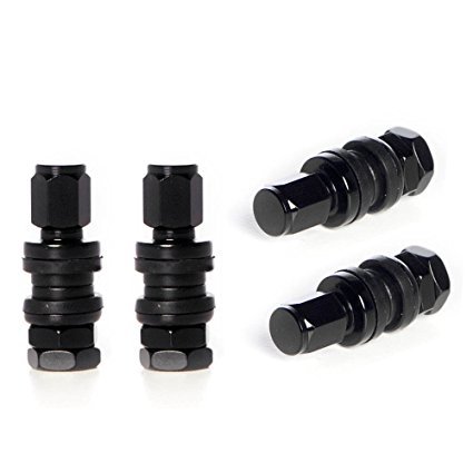 Tire Valves Stems and Caps - Black Inner Bolt Mount
