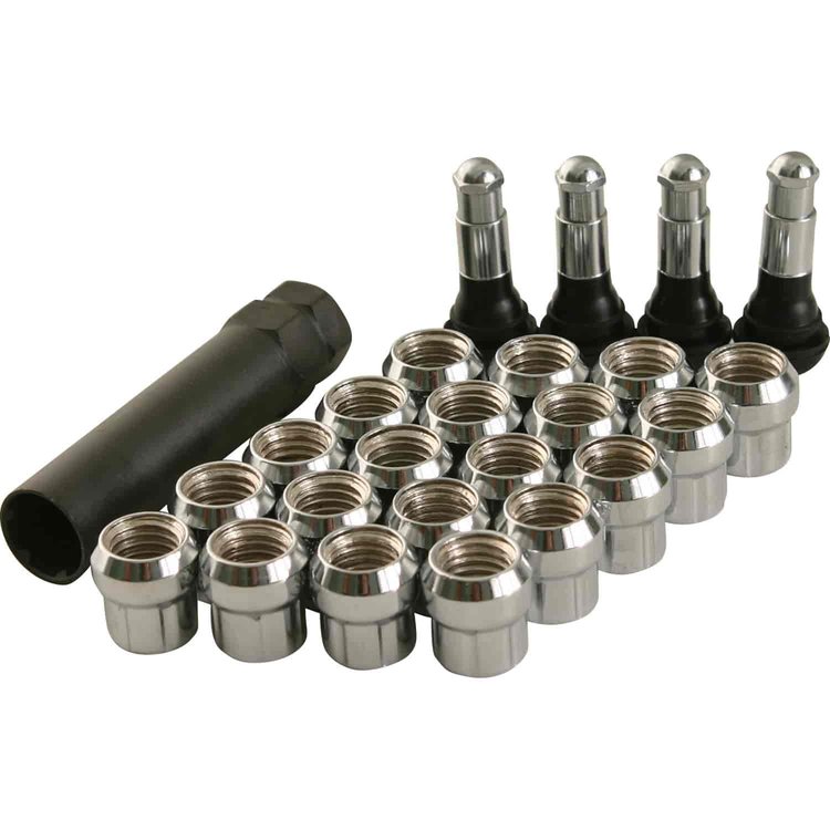 Chrome Open End Spline Lug Nut Kit 14mm x 1.50 32 Lug Kit