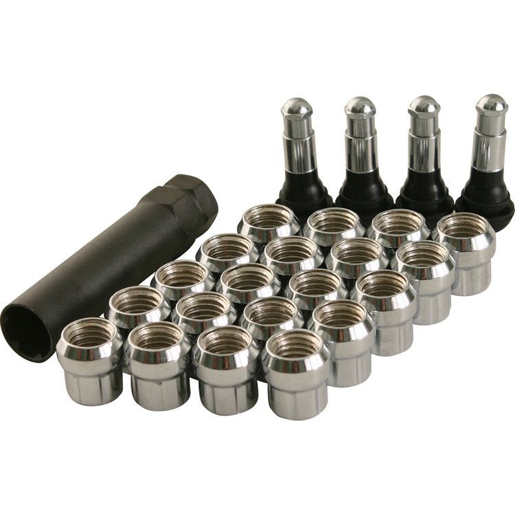 Chrome Open End Spline Lug Nut Kit 14mm x 2.00 24 Lug Kit