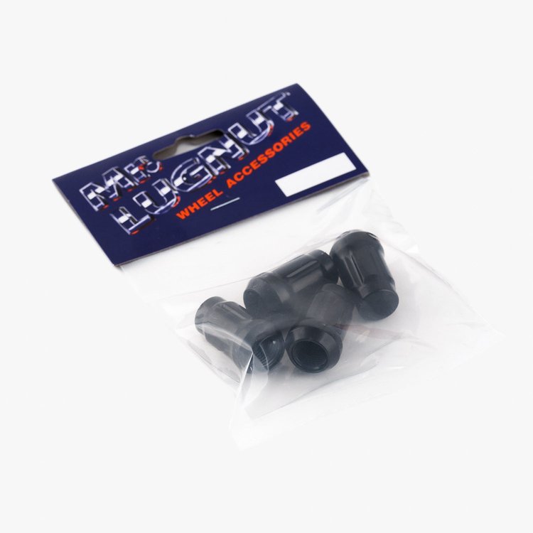 Black Closed End Spline Lug Nuts 1/2 4/pkg