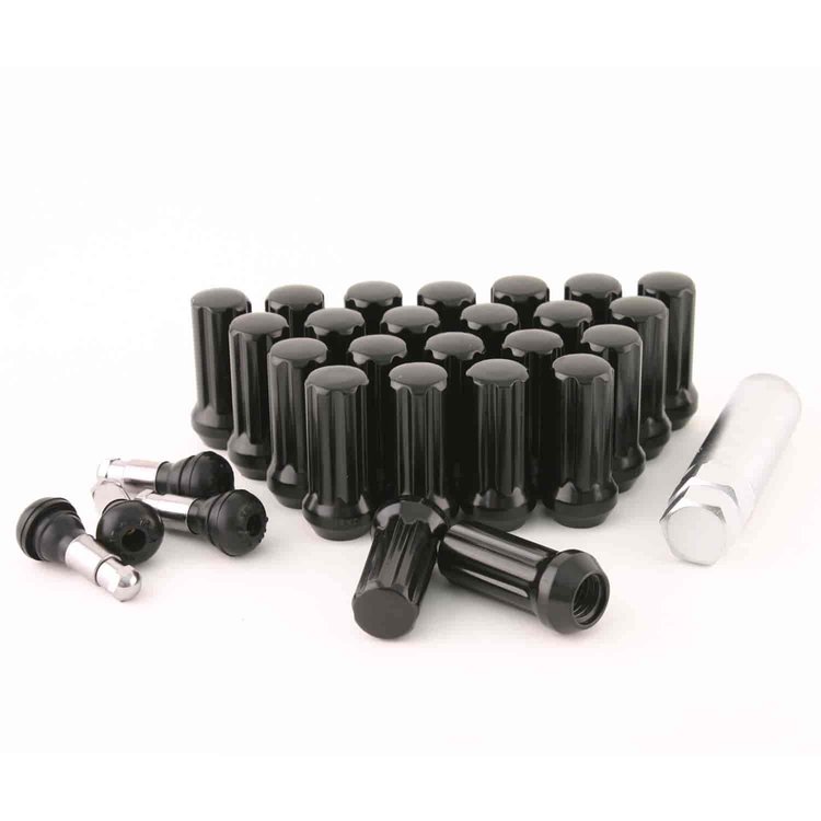 Black Closed End Spline Lug Nut Kit 1/2" 20 Lug Kit