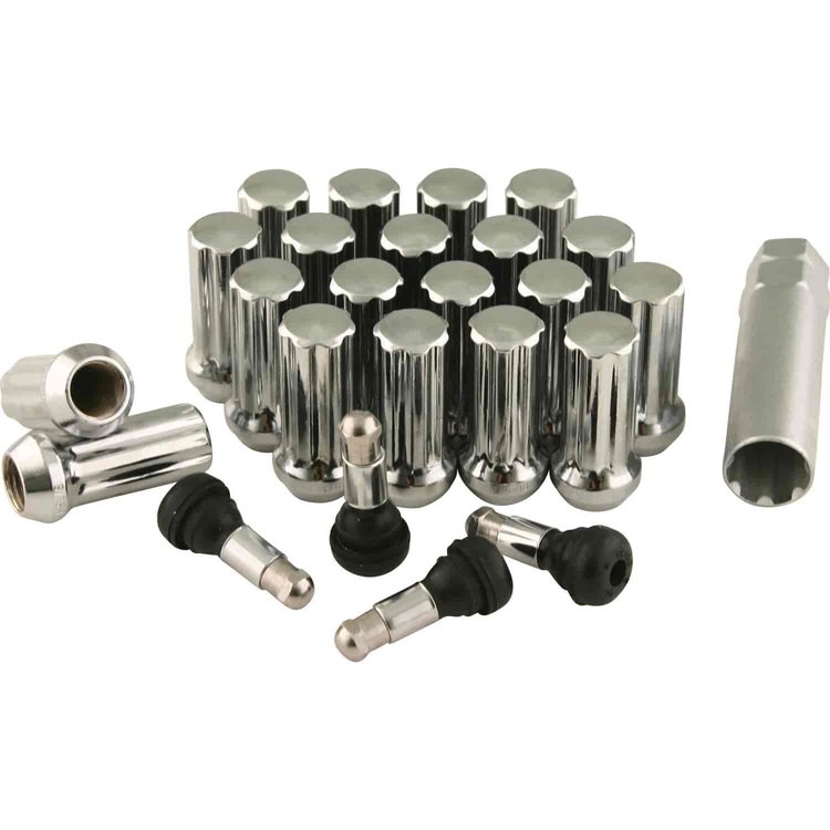 Chrome Closed End Spline Lug Nut Kit 14mm x 2.00 24 Lug Kit