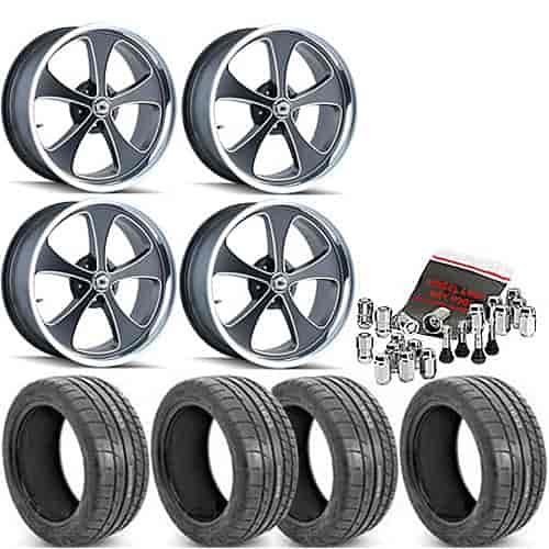 Ridler 645 Series Black Wheel and Tire Kit 1967-72 C-10 Trucks Includes: