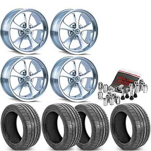Ridler 645 Series Chrome Wheel and Tire Kit 1967-79 A/F/X-Body Cars* Includes: