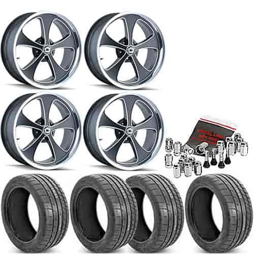 Ridler 645 Series Black Wheel and Tire Kit 1967-79 A/F/X-Body Cars* Includes: