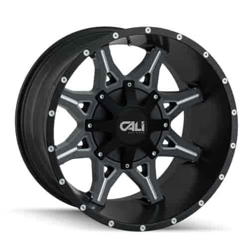 OBNOXIOUS 9107 SATIN BLACK/MILLED SPOKES 20X12 8-180 -44mm 124.1mm