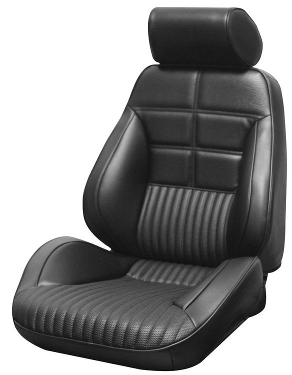 1969 Ford Mustang Deluxe and Grande Interior Black Touring II Preassembled Reclining Front Bucket Seats