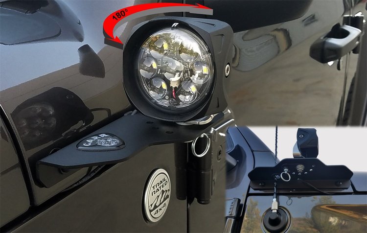 210291 180-Degree Light Mount Brackets, Fits Select Jeep Wrangler/Gladiator [XP3 Black]