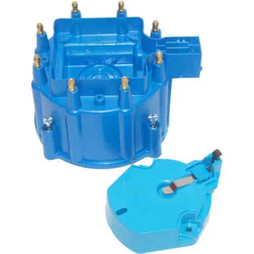 Spark Delivery Cap And Rotor Kit Blue GM V8 HEI With Internal Coil