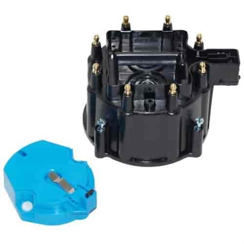 Spark Delivery Cap And Rotor Kit Black 1987-1993 GM V8 With External Coil