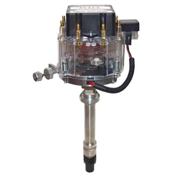 Deluxe Racing DUI Distributor includes Instant Timing Knob & Adjustable Slip Collar Chev. Clear