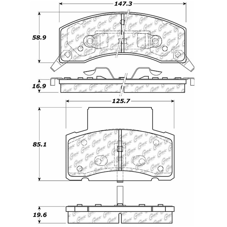 PosiQuiet Semi Met Pads 1990-2002 Chevrolet Dodge GMC C3500 C3500HD Express 2500 Express 3500 G30 G3