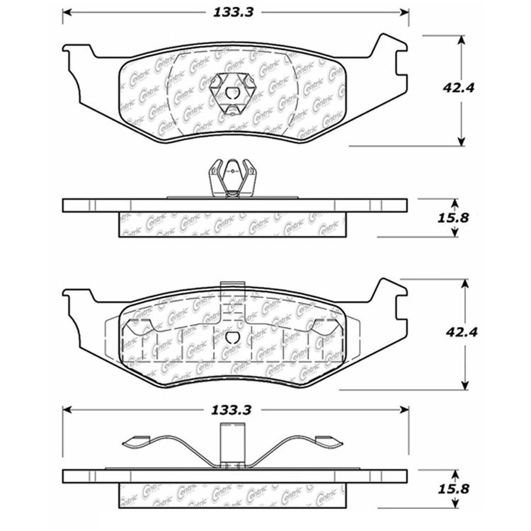 PosiQuiet Semi Met Pads 1989-2010 Chrysler Dodge Eagle Plymouth 300M Acclaim Breeze Cirrus Concorde