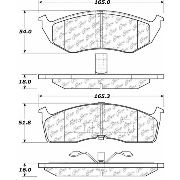 PosiQuiet Semi Met Pads 1993-2002 Chrysler Dodge Eagle Plymouth Caravan Concorde Grand Caravan Grand