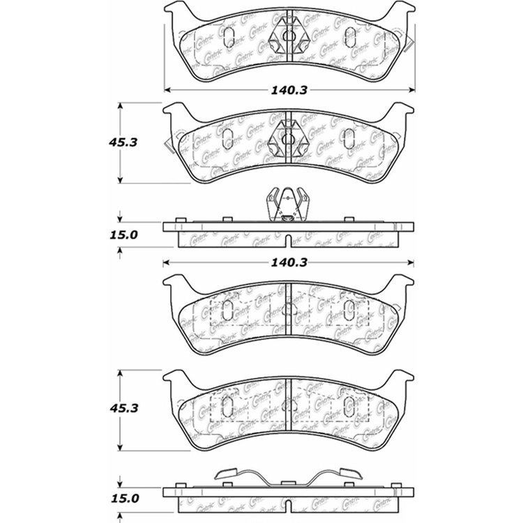 PosiQuiet Semi Met Pads 1993-2005 Ford Jeep Explorer Explorer Sport Trac Grand Cherokee Grand Wagoneer