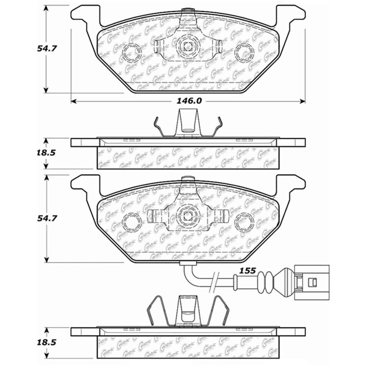 PosiQuiet Semi Met Pads 1998-2015 Audi Seat Volkswagen A3 Altea Beetle Bora Caddy Freetrack Golf Gol