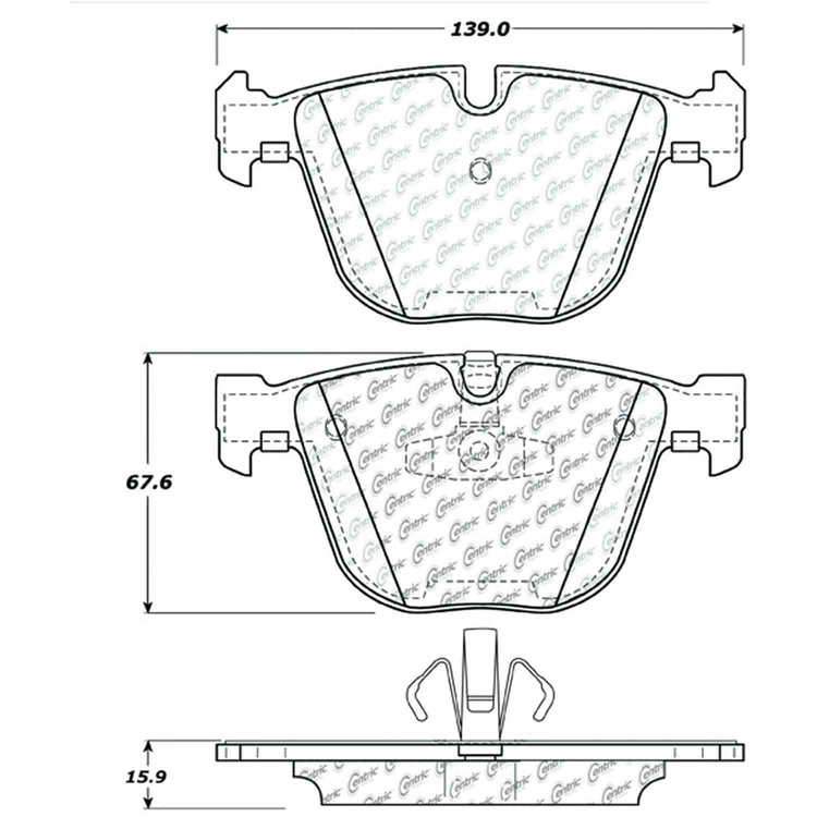 PosiQuiet Semi Met Pads 2009-2015 BMW 535i GT 535i GT xDrive 550i GT 550i GT xDrive 740i 740Ld xDriv