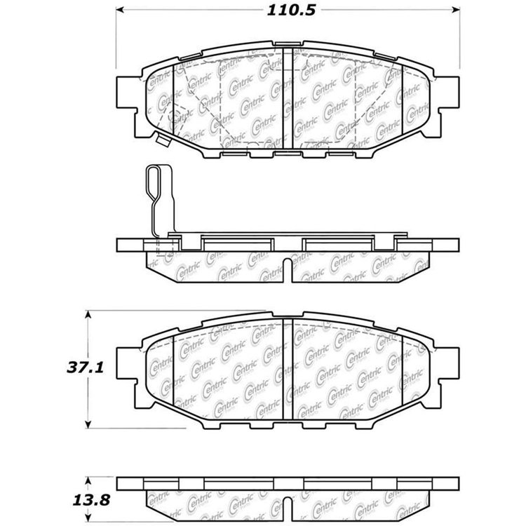 PosiQuiet Semi Met Pads 2005-2015 for Subaru Forester Impreza Legacy Outback WRX