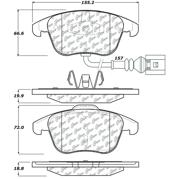 PosiQuiet Semi Met Pads 2009-2016 Audi Volkswagen Passat Q3 Q3 Quattro Tiguan