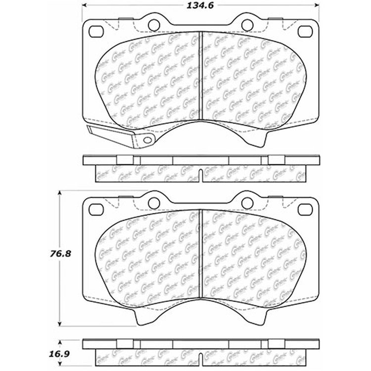 PosiQuiet Ceramic Pads 2000-2015 Lexus Mitsubishi Toyota 4Runner FJ Cruiser GX470 Montero Sequoia Tacoma Tundra