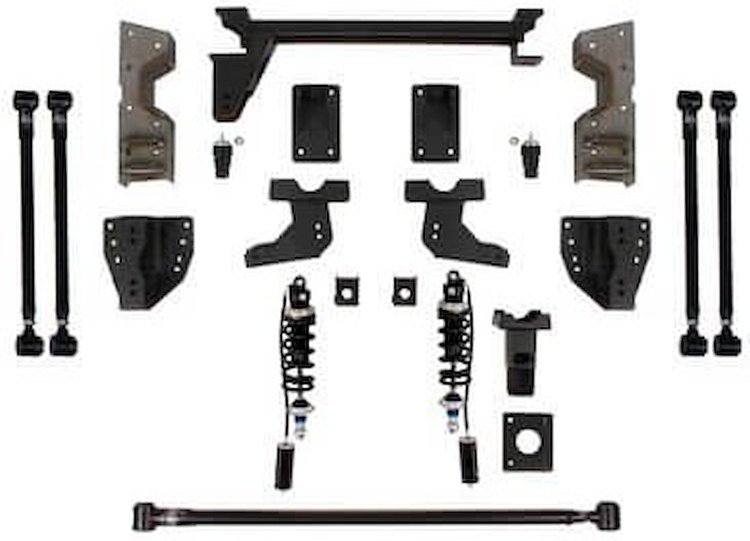 QUADRALink Rear Suspension Kit 1973-87 GM C10/C15, Double-Adjustable Shocks, Bolt-in Brackets [Ride Height: 5-7.500 in. Lowered]