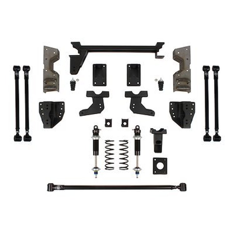 QUADRALink Rear Suspension Kit 1973-87 GM C10/C15, Single-Adjustable Shocks, Bolt-in Brackets [Ride Height: 5-7.500 in. Lowered]