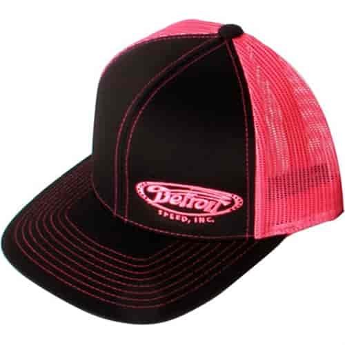 Trucker Hat in Black and Pink Mesh