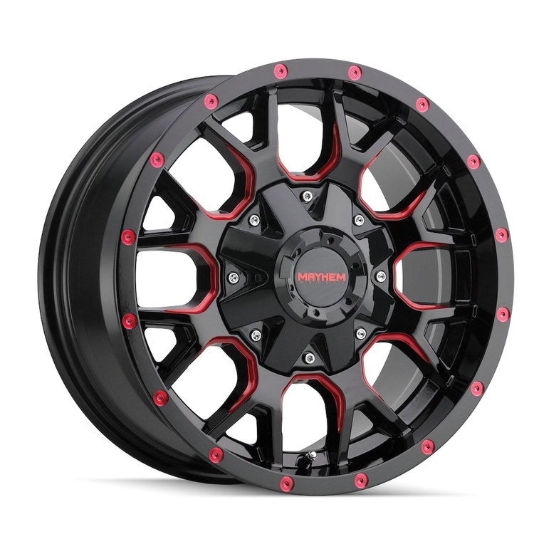 8015-2137BTR Warrior 8015 Wheel [Size: 20" x 10"] Gloss Black Milled Prism Red Finish