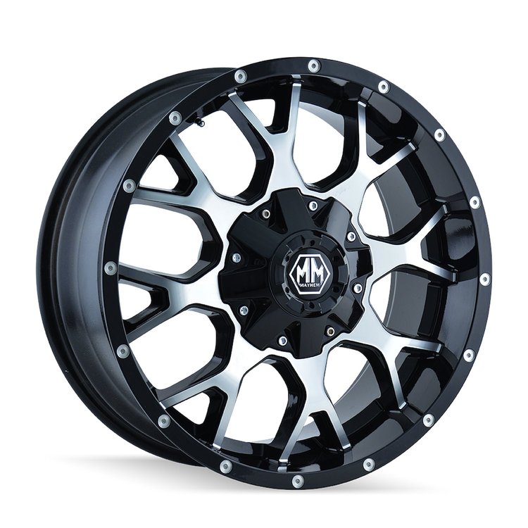 8015-22276B Warrior 8015 Wheel [Size: 22" x 12"] Gloss Black Machined Finish