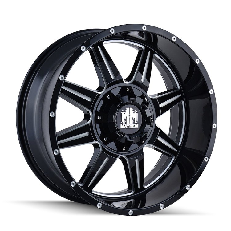 8100-2937M18 Monstir 8100 Wheel [Size: 20" x 9"] Gloss Black Milled Finish