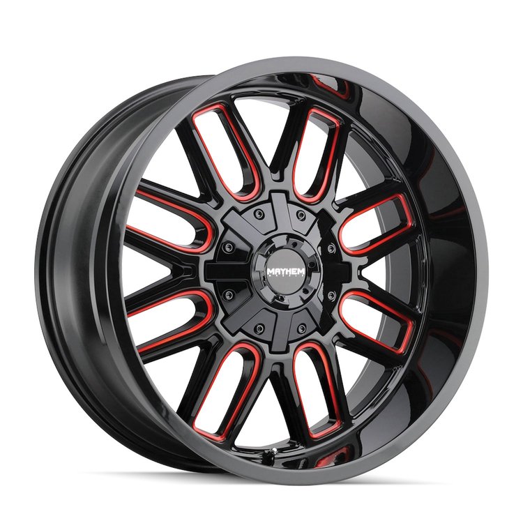 8107-2978BTR Cogent 8107 Wheel [Size: 20" x 9"] Gloss Black Milled Prism Red Finish