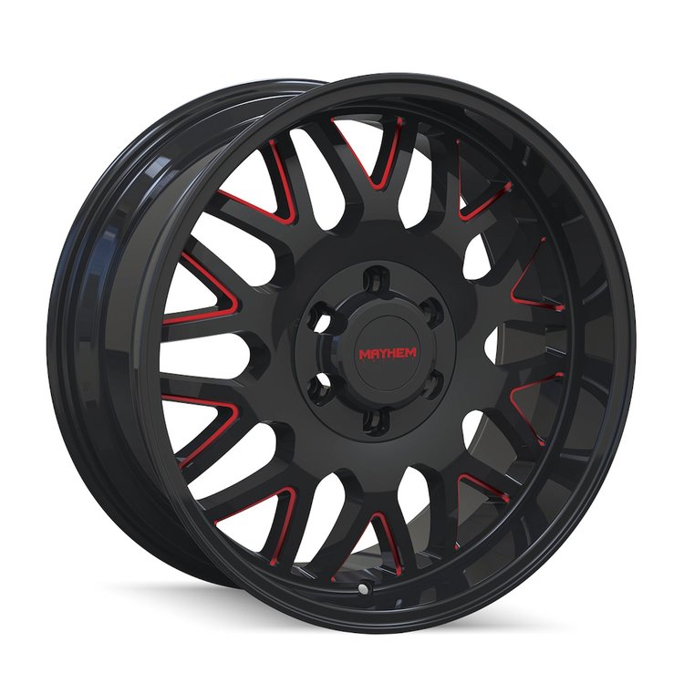 8110-2981BTR18 Tripwire 8110 Wheel [Size: 20" x 9"] Gloss Black Milled Prism Red Finish