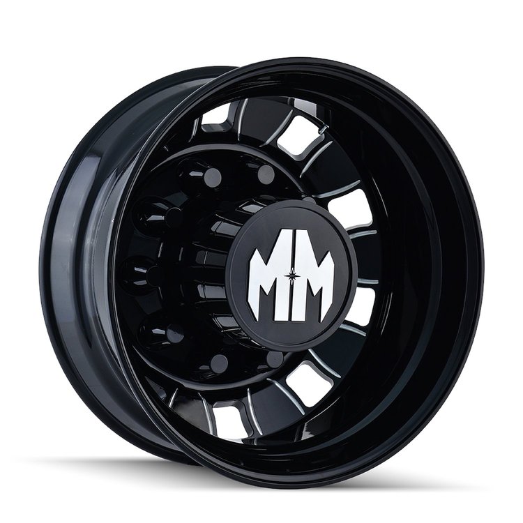 8180-245810BMR Bigrig 8180 Wheel [Size: 24.5" x 8.25"] Rear Gloss Black Milled  Finish