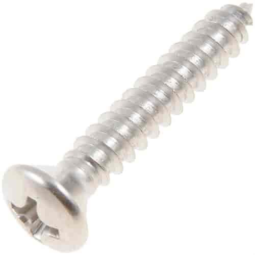 Self Tapping Screw-Stainless Steel-Oval Phillips Head-No. 8 x 1 In.