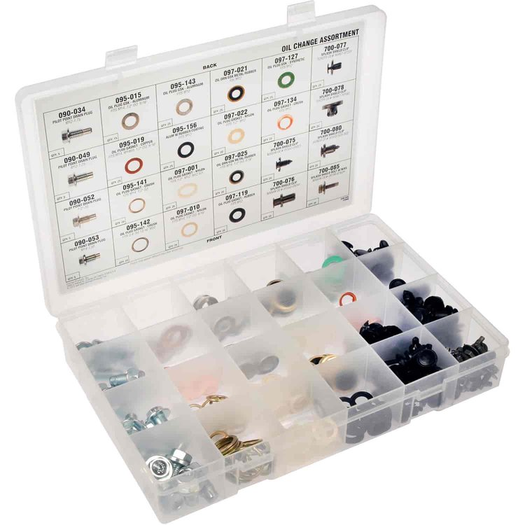 030-545 Oil Change Tech Tray 4 Pilot Point Plugs, 14 Gaskets and 6 Splash Shields
