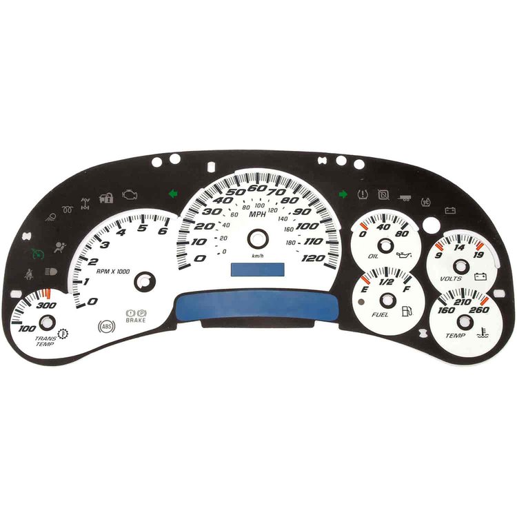 10-0105B Instrument Cluster Upgrade Kit - White with Transmission Temperature; Cadillac/Chevrolet/GMC