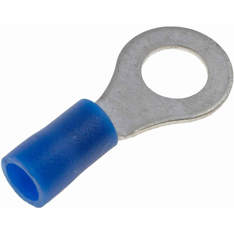 638-207 16-14 Gauge Ring Terminal, 1/4 in., Blue; Copper