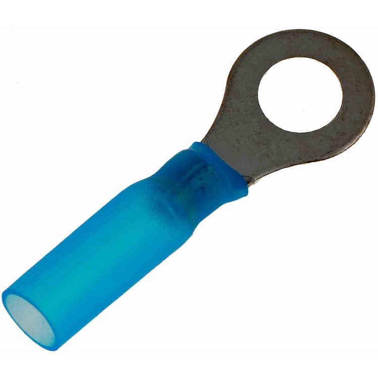 638-424 16-14 Gauge Ring Weather Proof Terminal, 1/4 in., Blue; Copper