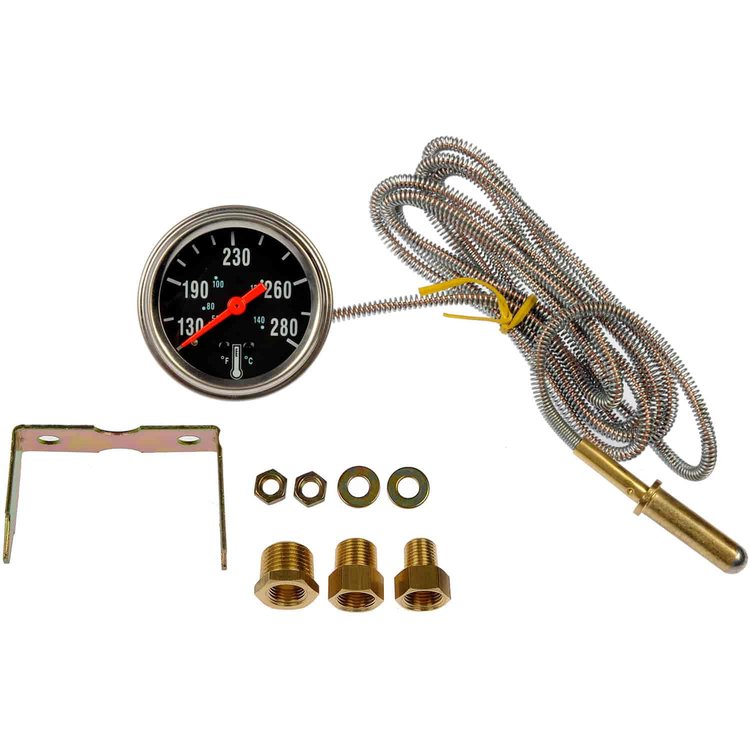 Mechanical Water Temperature Gauge, Chrome, White Lettering 7-123